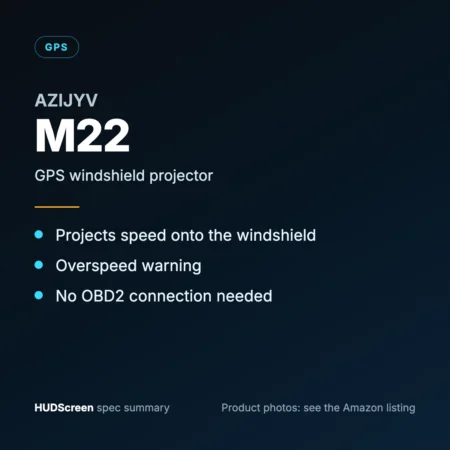 AZIJYV M22 spec summary card by HUDScreen