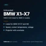 Unbranded BMW X1–X7 spec summary card by HUDScreen