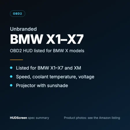 Unbranded BMW X1–X7 spec summary card by HUDScreen