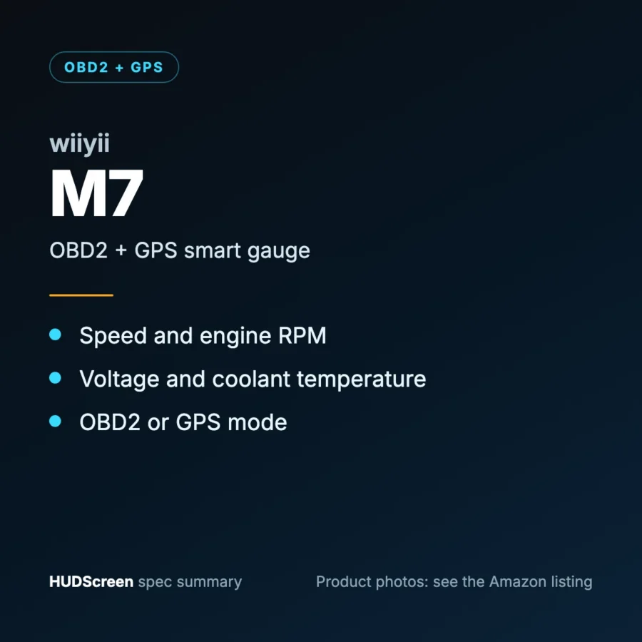 wiiyii M7 spec summary card by HUDScreen