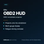 Qiilu OBD2 HUD spec summary card by HUDScreen